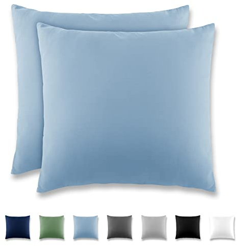 REDKEY Kissenbezug 80x80 cm - 2er Set Kopfkissenbezug - Mikrofaser Kissenhülle für Kissen, Kopfkissenbezüge mit Laschenvershluss, 80 x 80 Pillow Case - Hellblau