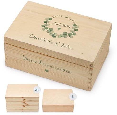 Amari ® Personalisierte Erinnerungsbox aus Holz | Trauringe | Individuelles Hochzeitsgeschenk Erinnerung Hochzeit Personalisiertes Holzkiste