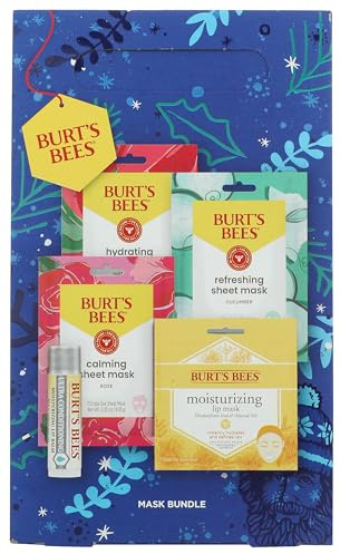 Burt's Bees Mask Pack - Lip Balm, Lip Mask and Foil Face Mask, 5 Pieces Pink