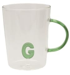 LA PORCELLANA BIANCA - Taza Letra 'G' de cristal borosilicato, capacidad 400 cc, colección Alalettera