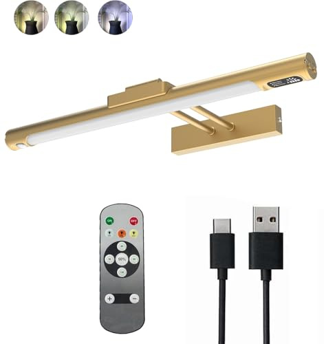 MIOBLUE Bildbelysning trådlös, dartbelysning, batteri vägglampa inomhus magnetisk, konstgjorda lampor för målning fotoporträtt, LED-vägglampa med 3 färgtemperaturer, fjärrkontroll med timer