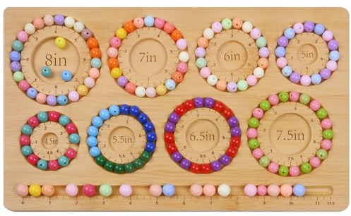 Favonuovy Bead Boards for Jewelry Making with 8 Bracelet Sizes Bamboo Bracelet Making Beading Tray 4.5 5” 5.5” 6” 6.5 7 7.5 8” Wooden Bracelet Sizer Measurement Design Tool