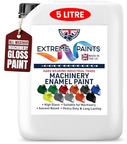 TRADE SUPPLIES UK - Extreme Paints Heavy Duty Machinery Enamel - Gloss Finish for Metal and Wood - (Red, 5 Liters)