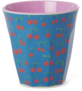 ReWu Rice Melamin Becher Medium - Kirschen Print - Kinderbecher Campingbecher Campinggeschirr Trinkbecher Melamingeschirr Bruchsicher BPA-frei 250ml