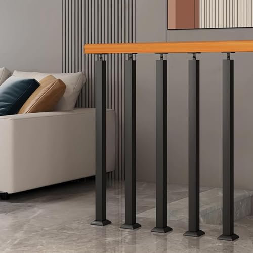 Balaustre de escalera negro para interior/exterior, barandilla de hierro forjado, columna para escalera, balcón, terraza, 95 cm de altura