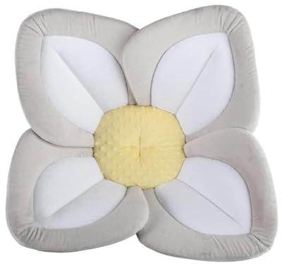 Comodo Cuscino per Bagnetto Liquidity Pamper Little One Panno per Bagnetto Fiore Sedile per Bagnetto Sedile in Rete Tappetino Vasca da Bagno, Lato Grigio, 80 cm