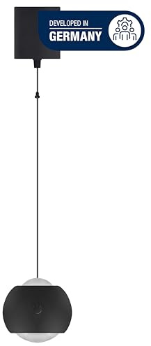 REV Akku Pendelleuchte, 120lm, dimmbar 3 Stufen, höhenverstellbar durch ziehen (20-155cm) - Hängeleuchte für Wohnzimmer, ideal als Nachttischlampe ohne Strom, schwarz