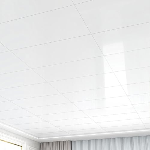 Enigmaire Deckenplatten,deckenpaneele selbstklebend,Deckenfliesen PVC,deckenverkleidung Badezimmer feuchtraum,Quadratisches,Wasserdicht Und DIY-Panel,FüR Badezimmer Wohnzimmer KüChen Wand