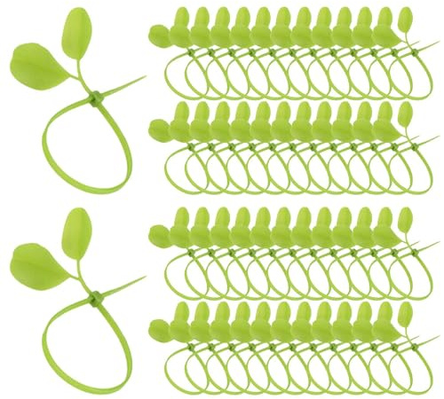 Plant Zip Ties - 50 Pieces Leaf-Shaped Plant Straps, Self-Locking Decorative Wire Ties | Garden Patio Home Greenhouse Fence Indoor Outdoor Landscaping Accessories Support Organizer