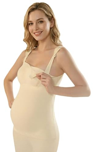 Breastfeeding Top Women's Pregnancy Nursing Top with Soft Fleece Lining for Women Round Neck Detachable Sleeveless Shirt Plush Inner Shirt Comfortable Fit, lemon tree, L