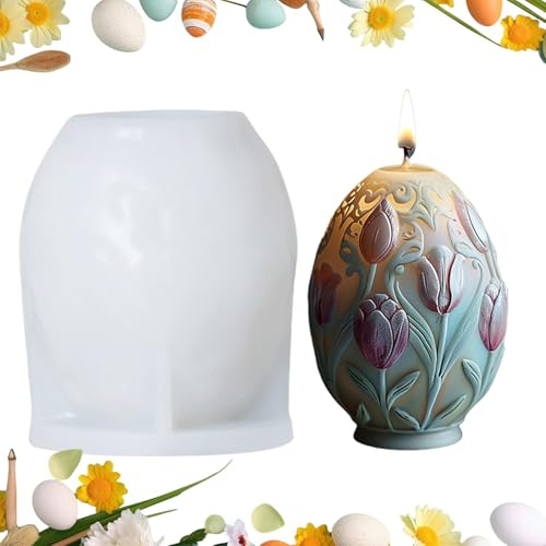 Molde de silicona para moldeo de velas – Molde reutilizable para estatua de huevo de Pascua, resina y velas artesanales, herramienta de moldeo fácil de desmoldar para principiantes, recreación