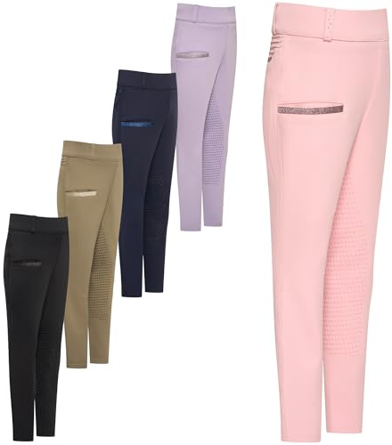 Imperial Riding IRH Comfi Sparks Summer FullGrip - Leggings de equitación para niños con Asiento Completo de Silicona, elástico en 4 direcciones y Bolsillos para teléfono móvil