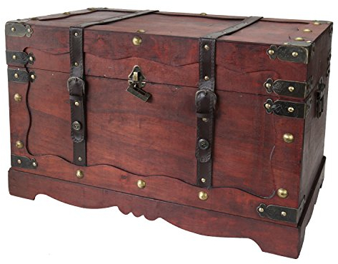 HMF 6400-160 Schatztruhe aus Holz mit Schloss | 60 x 35 x 38 cm | Groß | Frankreich