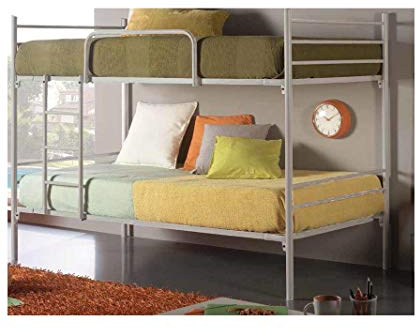 3246IDP Letto Metallico Luna - Argento - 90 x 190 - Con letto aggiuntivo