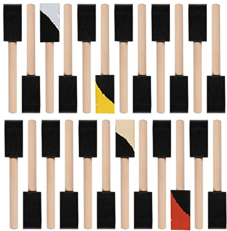 Mister Rui 1 Foam Paint Brushes, 1 Inch Foam Brush Set Pack of 24, High Density Foam Used with Most Paints, for Wood Danish Oil, Acrylic Paint, Varnish, Wood Stain, and Glue