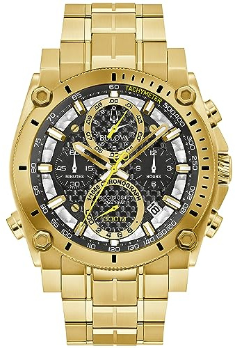 Bulova Men's Icon High Performance Quartz Chronograph Gold Stainless Steel Watch, Black Dial Style: 97B218