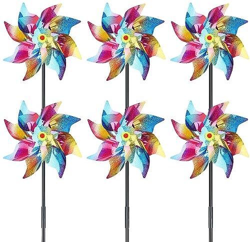 Lot de 6 moulins à vent réfléchissants - Répulsif contre les oiseaux - Balcon - Réfléchissant - Pour protéger le jardin, le verger, la cour