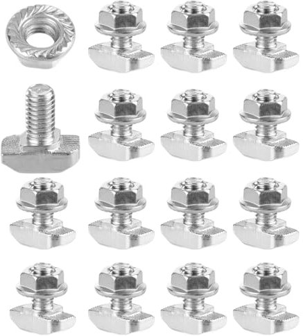 AKOLAFE 100 tornillos de cabeza de martillo M6 x 12 de acero inoxidable con tuercas de brida, juego de tornillos para tornillos, accesorios de anclaje, invernadero