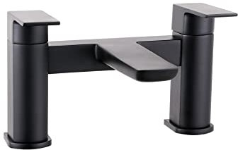 KINGBATH™ Bath Filler Mixer Tap Faucet Bathtub Bathroom Sink Hot and Cold Solid Brass Modern Double Lever Handle Matt Black