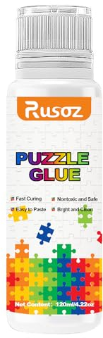 Rusoz Puzzle Kleber Transparent, Puzzlekleber für 1000-3000 Teile Schnell Trocknend 120ml Puzzle Conserver mit Schwamm Applikator zum Befestigen und Aufhängen für Puzzlemuffel