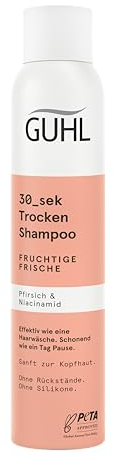 Guhl 30 sek Trockenshampoo - Fruchtige Frische - Inhalt: 200 ml - Niacinamid & Pfirsich - Effektiv wie eine Haarwäsche - Schonend wie ein Tag Pause - Ohne Rückstände - Ohne Silikone
