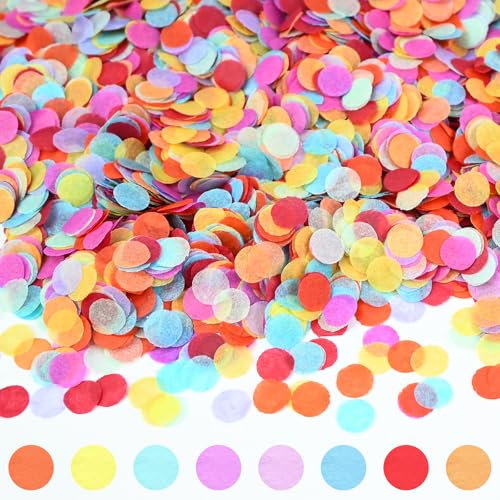 luckaide Konfetti, 6000 Stück/50g Bunt, Glitzer, Rund, Mehrfarbig (inkl. Rosa), Papierzuschnitt, Feierlich für Geburtstage, Silvester, Fasching