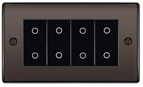BG Nexus Black Nickel Quad Secondary Touch Dimmer Switch Black Inserts NBNTDS4B