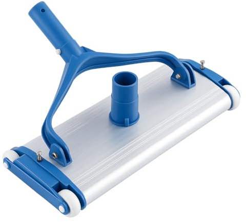 TECHZOCO Limpiafondos de Piscina Manual, Cabezal de aspiradora de Piscina, Cepillo Aspirador Suelo de Piscina, Apto para Mástil de hasta 35mm, Tamaño del Cabezal 35 cm x 15 cm, Aluminio