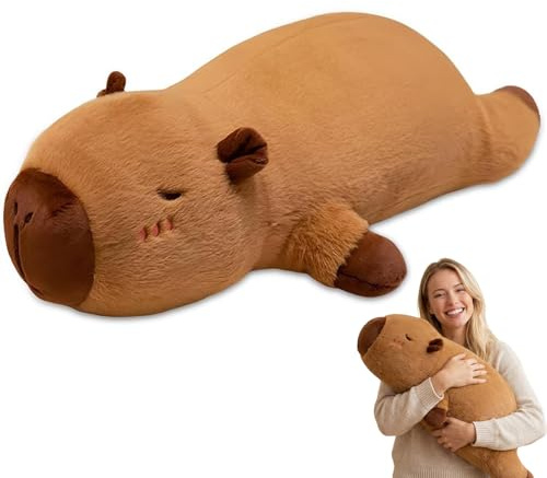 GYHWOFUL Capybara - Peluche de 70 cm – Cojín Capybara extra grande, grande, supersuave, peluche de cerdo de agua, bonito cojín para niños y decoración del hogar