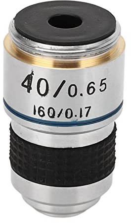 Aolidsive Mikroskop Objektiv Lens Achromatic 40X 185 Biologiskt Mikroskop Objektiv Lens Mässing och Aluminiumlegering RMS-gänga för Laboratorieundervisningsmikroskopanvändare