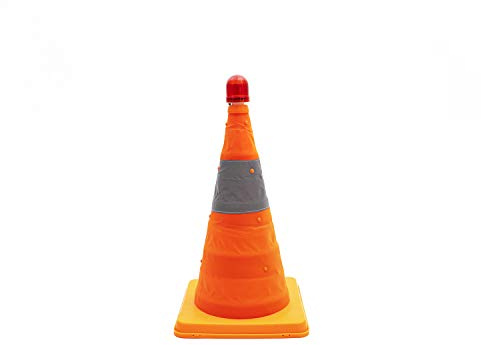 Normaluz BA12042 - Señalizacíon Homologada Cono Plegable De Nylon Con Luz Y Banda Refrectante PVC 42cm De Alto Base:24x24cm