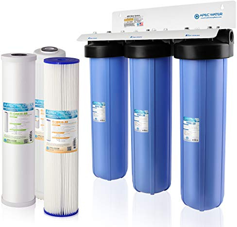 APEC Water Systems 3-Stage Whole House Water Filter System with Sediment, KDF and Carbon Filters (CB3-SED-KDF-CAB20-BB)