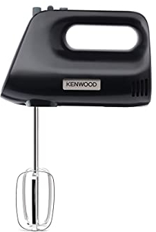 Kenwood MixEasy HMP30.A0BK Batteur à main 5 vitesses avec fonction turbo, fouet et crochet pétrisseur en acier inoxydable, 450 W, noir