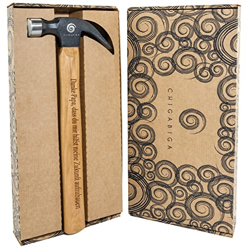 Chigabiga - Personalisierter Hammer mit Gravur | Geschenk für Papa, Opa, Mama | Vatertag, Geburtstag | Männer Geschenke, Hammer Personalisiert, Danke Papa