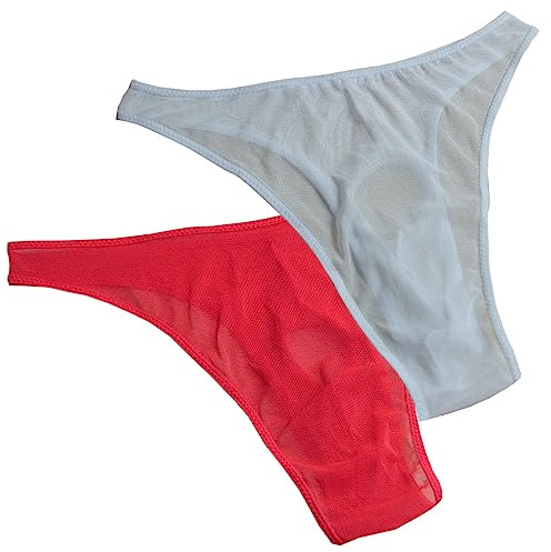VemeFufu Maschile Slip Perizoma Sexy Pizzo Tanga Uomo Intimo Erotico Aperto sul Frontale Uomini Hot Vita Bassa Elastici Thong Mutande Rosso
