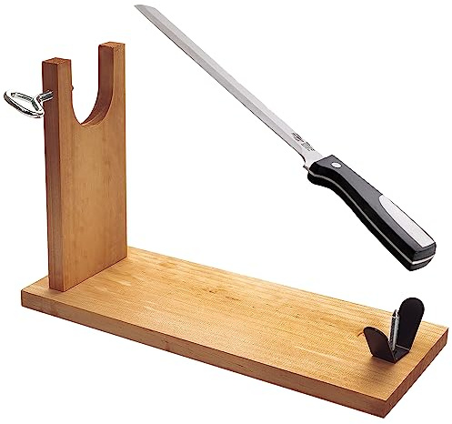 Jamonero San Ignacio en madera de pino + cuchillo jamonero 28cm acero inox