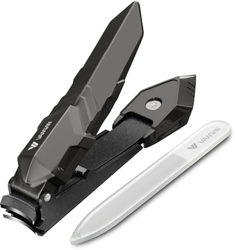 VANWIN Nagelknipser mit Auffangbehälter, Nagelknipser für Fingernagel und Fußnägel, Scharf Edelstahl Nagelknipser Groß Nagelschneider und Alles in einem Nagelzwicker, Nail Clippers für Männer Damen