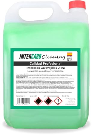 Intercabo Lavapiatti a Mano Professionale – Tanica da 5 litri – Detergente sgrassante per stoviglie – Adatto per lavaggio manuale in cucine professionali, mense e ristoranti