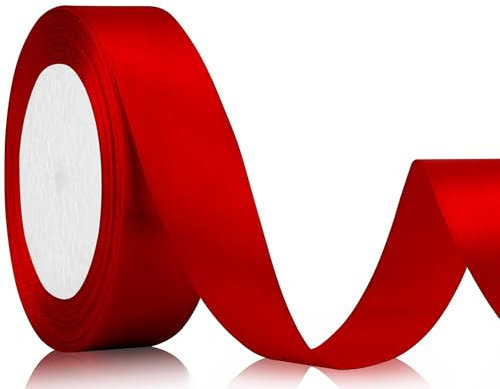 Geschenkband Satinband 22m, 20mm Breit Geschenkband, Rot Schleifenband für Hochzeit, Bastelarbeiten und Geschenkverpackung Hochzeitsdekoration (Rot)