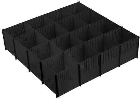 10 divisori per cassetti, 38 x 11 cm, separatori per cassetti, in plastica, per biancheria intima, calze, cosmetici, camera da letto, ufficio (nero)