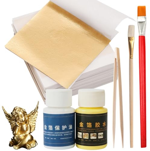 Juego de Adhesivos para Hojas de Oro,Set Adhesivo Pan de Oro,Cambio de Color Juego de Adhesivos Para Hojas De Oro,Adhesivo de Hoja de Oro,Pan de Oro Manualidades,Allony Pan de Oro Manualidades