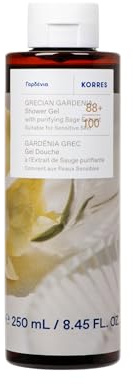 KORRES GRECIAN GARDENIA Gel de ducha con extracto purificante de salvia, con el lujoso aroma de las flores de gardenia, testado dermatológicamente, vegano, sin siliconas ni parabenos, 250 ml