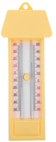 SHINEOFI Thermometre Beige Mini Maxi Exterieur pour Serrage et Jardin en Plastique Abs Enregistre Températures Minimum et Maximum Affichage Celsius et Fahrenheit