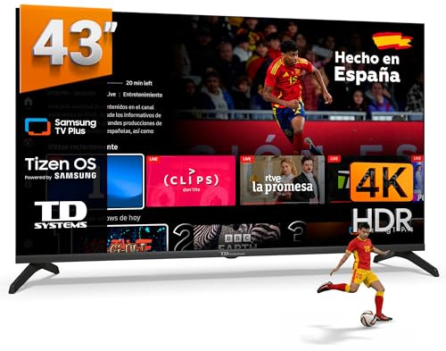 TD Systems - Smart TV 43 Pulgadas 4K HDR10 con Tizen OS 8.0 Powered by Samsung, Televisión con Sintonizador Triple, Televisores del 2026 | PRIME43C22TIZEN
