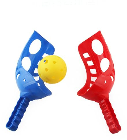 Set da Gioco con Palline per Divertimento all'Aria Aperta con 4 Palette e 2 Palline per Bambini e Famiglie, ABS Leggero, Blu Rosso, 35x15x10 Cm (Blu Rosso)