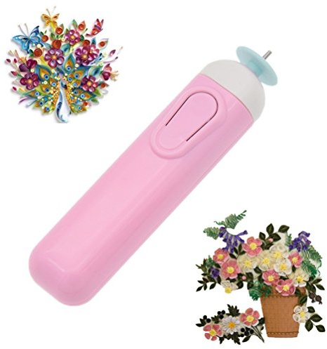 ODETOJOY Electric Quilling Pen Automated Craft DIY Origami Scrapbooking Card Making V Slotted Paper Quilling Tool for Beginner (Pink)