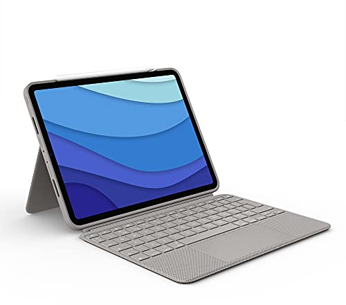 Logitech Combo Touch Tastatur-Case für iPad Pro 11 Zoll (1., 2., 3. und 4. Generation – 2018, 2020, 2021, 2022)Hintergrundbeleuchtung, überall klickbarem Trackpad, Deutsches QWERTZ-Layout - Sandfarbe