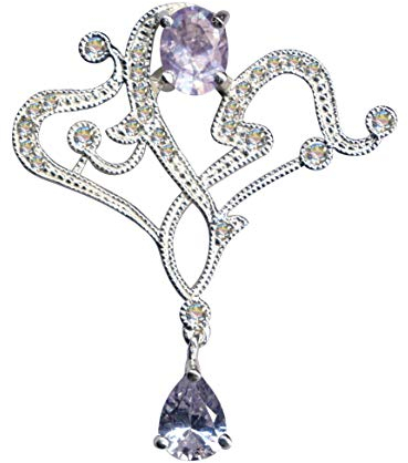 KETTENANHÄNGER/Echt Silber 925 mit Zirkonia/Jugendstil Design/Steinarbe: klar weiss violett/Online Shop Schmuck kaufen / 51078