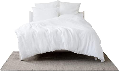 My Linen Home | 100% Stonewashed Leinen Bettwäsche Set | Single Set | 135x200 cm - 1 Deckenbezug | 1 Kissenbezug 40x80 cm | Weiß