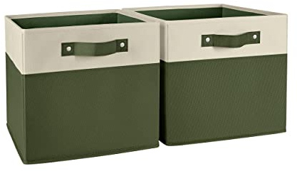 RiverRidge Kids storage bins - 10.5 Cube Storage Organizer with Handles – Olive Two-Tone closet organizers and storage for Toys, Shoes & More - Fits RiverRidge Cabinets
